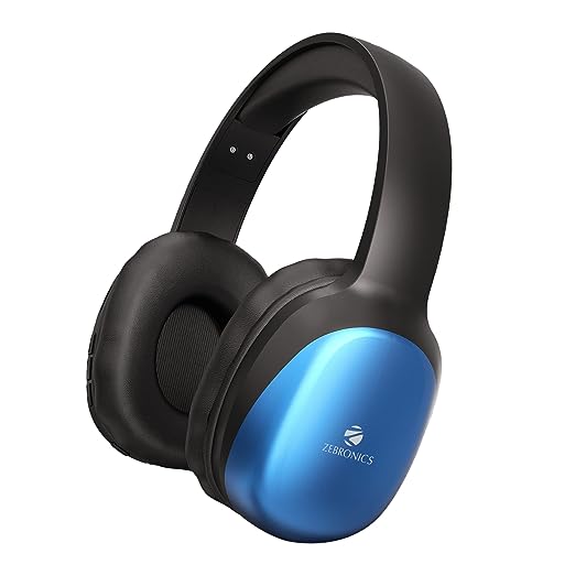 ZEBRONICS Zeb-Thunder PRO On-Ear Wireless Headphone with BTv5.0, Up to 21 Hours Playback, 40mm Drivers with Deep Bass, Wired Mode, USB-C Type Charging(Black+Blue) ZEBRONICS Zeb-Thunder PRO On-Ear Wireless Headphone with BTv5.0, Up to 21 Hours Playback, 40mm Drivers with Deep Bass, Wired Mode, USB-C Type Charging(Black+Blue)